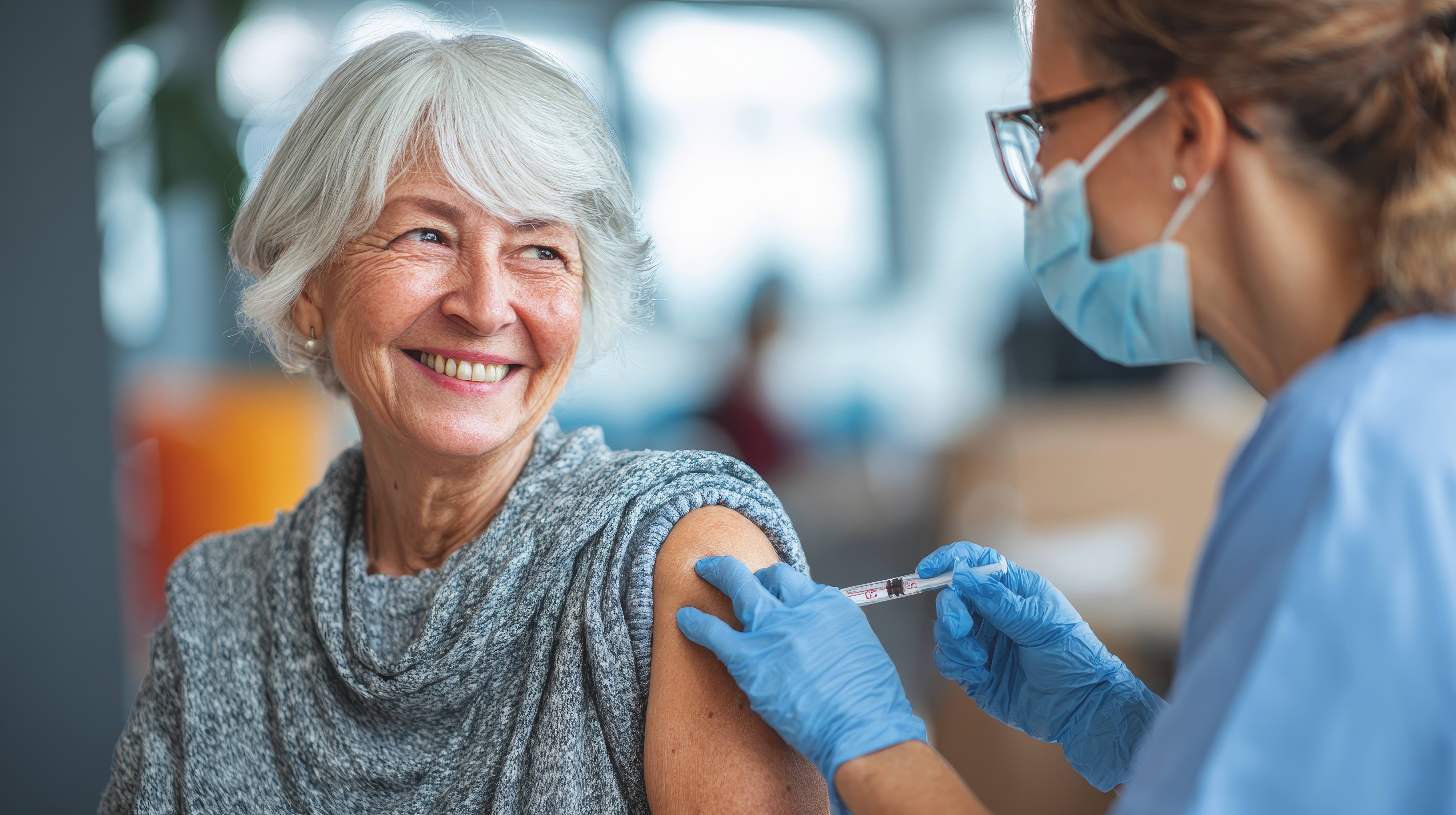femme de 60 ans se faisant vacciner