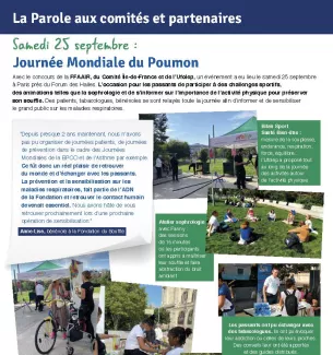 Article sur la Journée Mondiale du Poumon 2021